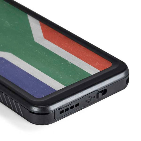 South Africa Flag Distressed Galaxy S24 Plus Waterproof Case
